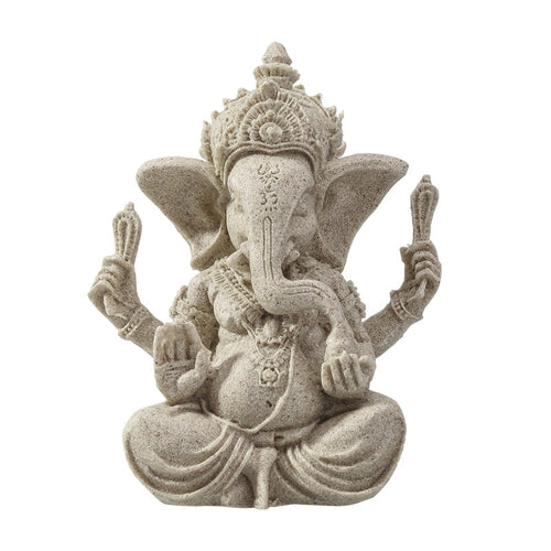 Small Sandstone Color Ganesh Statue